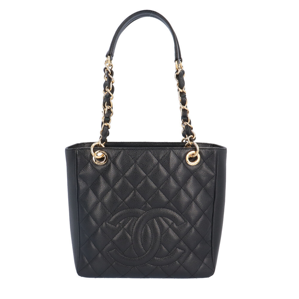 Chanel PST Coco Mark Caviar Tote Bag Black